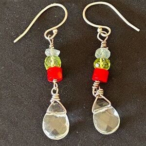 Silpada Retired W1036 NEW Faceted Crystal Teardrop Dangle Earrings Beaded Drop